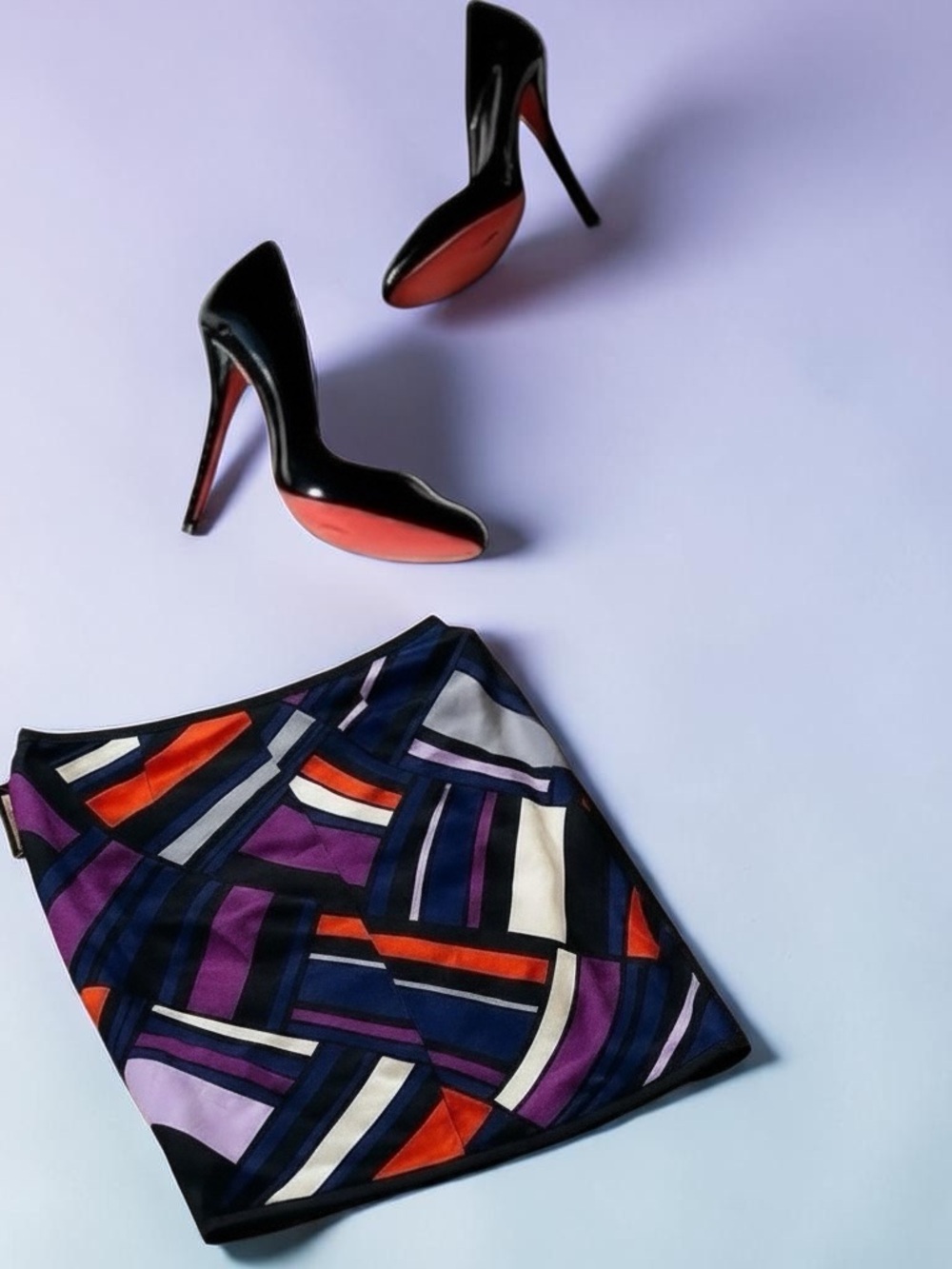 Worthington Black Colorful Geometric Print Pencil Skirt With Back Slit 18